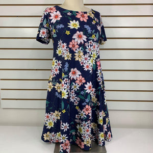 Navy Daisy Floral Print Dress With Pockets
