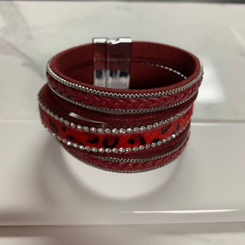 A Burgundy And Red Magnetic Bracelet