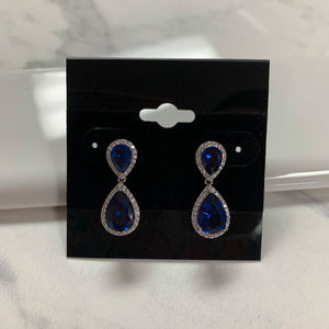 A Buhner CZ Double Drop Post Sapphire Earring