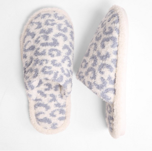 Luxe Animal Print Slide On Slippers -Blue