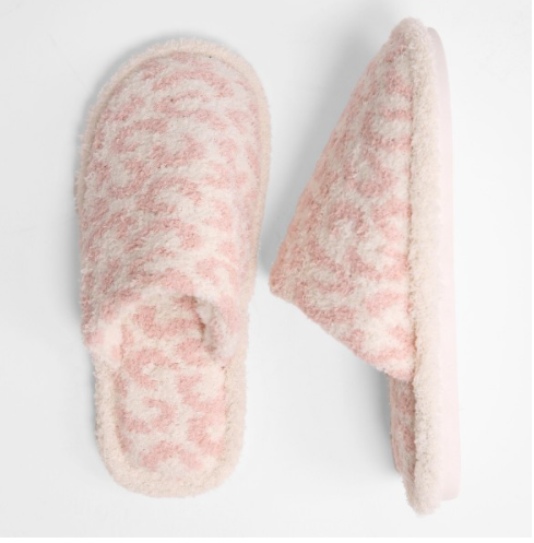 Luxe Animal Print Slide On Slippers - Pink