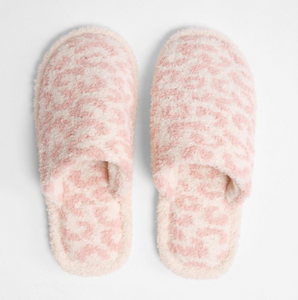 Luxe Animal Print Slide On Slippers - Pink