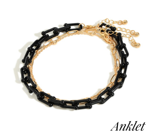 Chain Link Metal and Acrylic Anklets