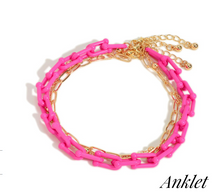 Load image into Gallery viewer, Chain Link Metal and Acrylic Anklets