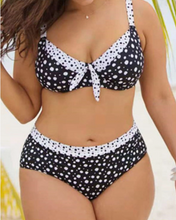Load image into Gallery viewer, Black and White Polka Dot Underwire Bikini Swimsuit
