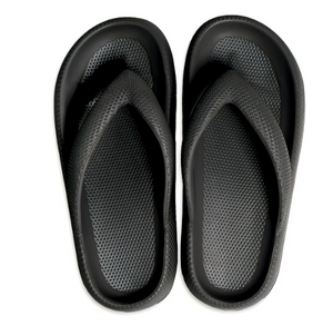 Comfy Luxe Unisex Cloud Thong Slide Sandals - Black
