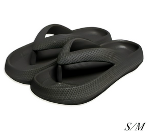 Comfy Luxe Unisex Cloud Thong Slide Sandals - Black