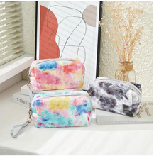 Load image into Gallery viewer, Tie-Dye Travel Pouch Wristlet Featuring Iridescent Stars - Black