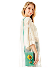 Load image into Gallery viewer, Knit Envelope Crossbody Handbag Featuring Sunflower Applique