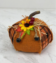 Load image into Gallery viewer, Orange Burlap Plaid Pumpkin