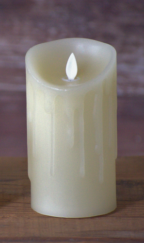 Cream Drip Moving Flame LED Candle 3in by 6in