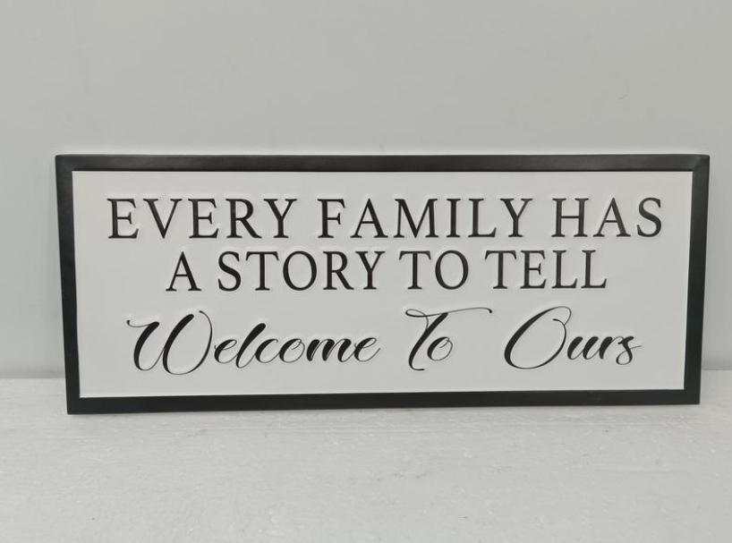 Family Story Metal Sign 20 in x8 in
