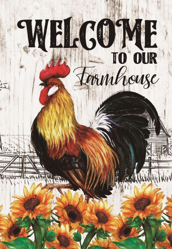 Farmhouse Rooster Garden Flag 12in by 18in
