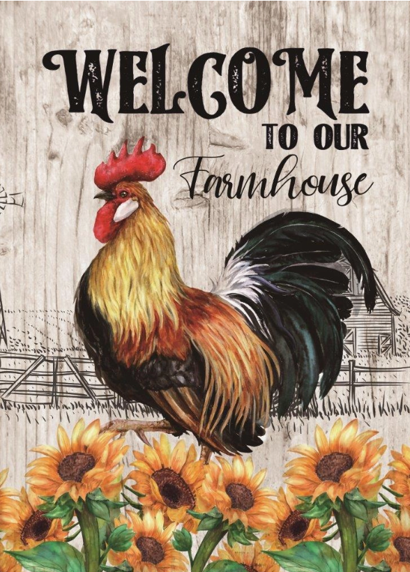 Farmhouse Rooster House Flag 28in by 40in