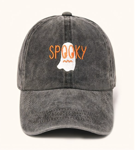 Spooky Ghost Embroidered Baseball Cap