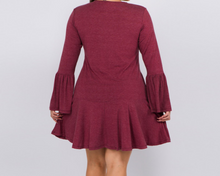 Load image into Gallery viewer, Plus Size Ruffle Dress Burgundy