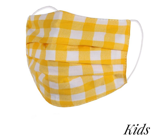 Kids Yellow Checkered Face Mask