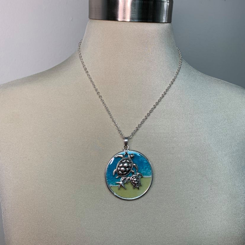 Sea Turtle Necklace and Earrings